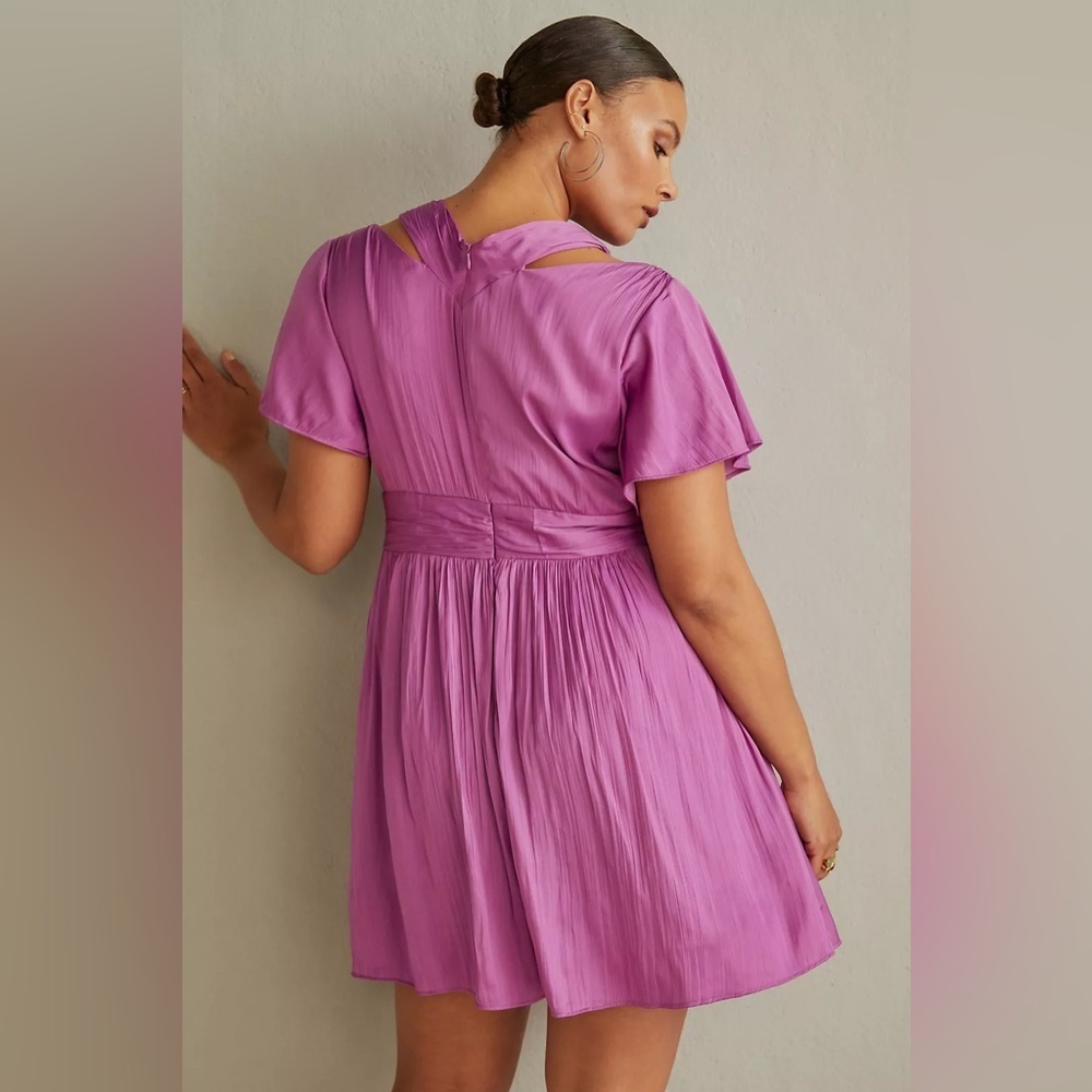 Anthropologie Purple V-Neck Vibrant Mini Dress Women’s Size 0 XXS XS NWT - Picture 3 of 9